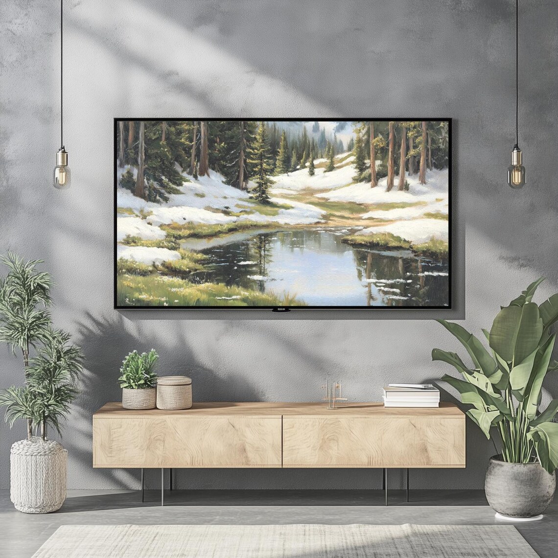Winter Spring Neutral Landscape Art Print - Image 2