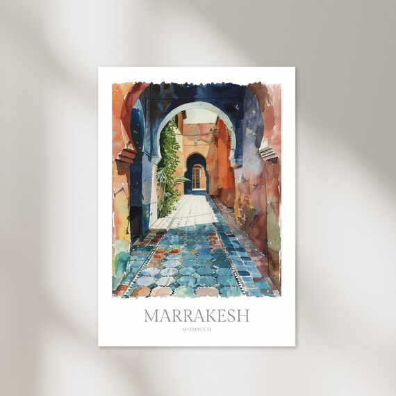 Marrakesh Morocco Watercolor Poster Marrakesh Wall Art Home Decor Marrakesh Poster Morocco Print