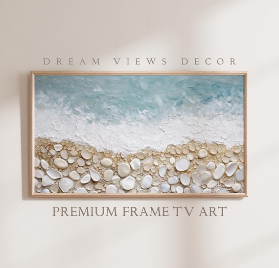 Pebble Beach Aerial Shoreline Textured Coastal Abstract Art Poster