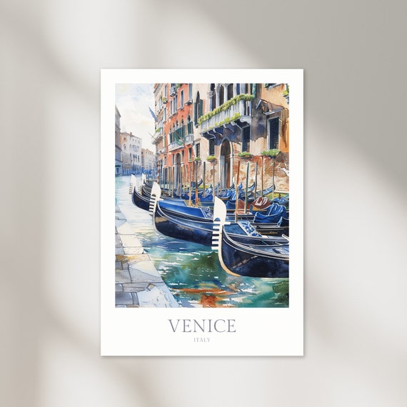 Venice Italy Watercolor Art Print, Travel Poster