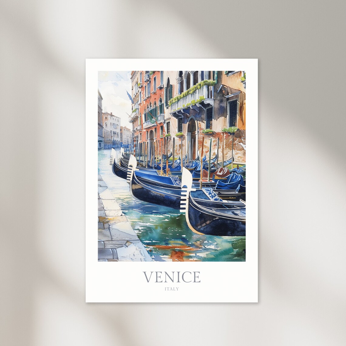 Venice Italy Watercolor Art Print, Travel Poster