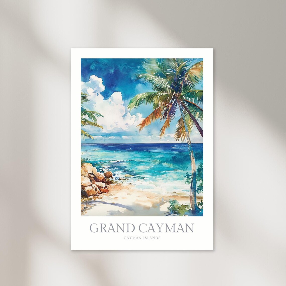 Grand Cayman Watercolor Poster Print, Cayman Islands