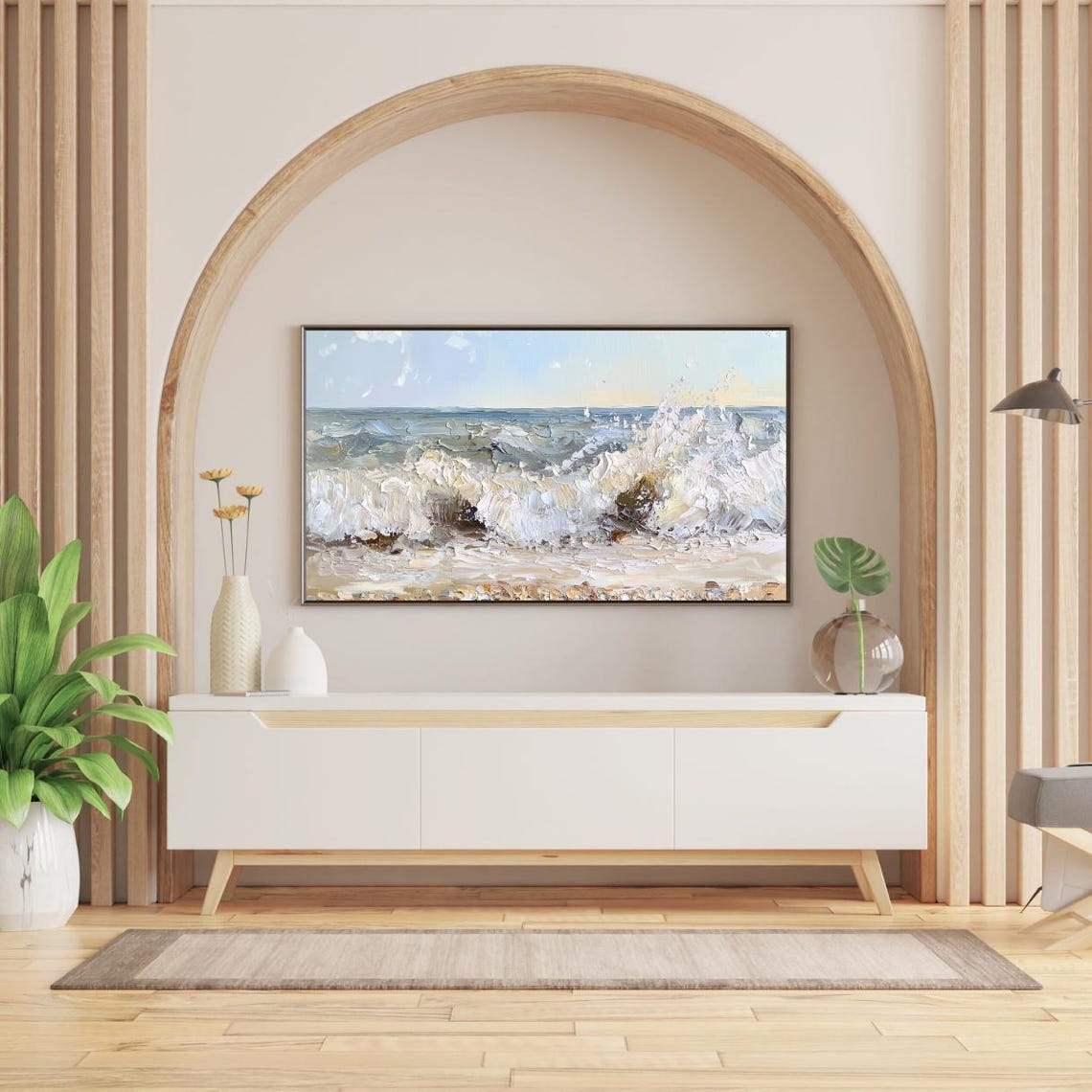 Crashing Ocean Waves Impasto Seascape Textured Coastal Art Poster - Image 2
