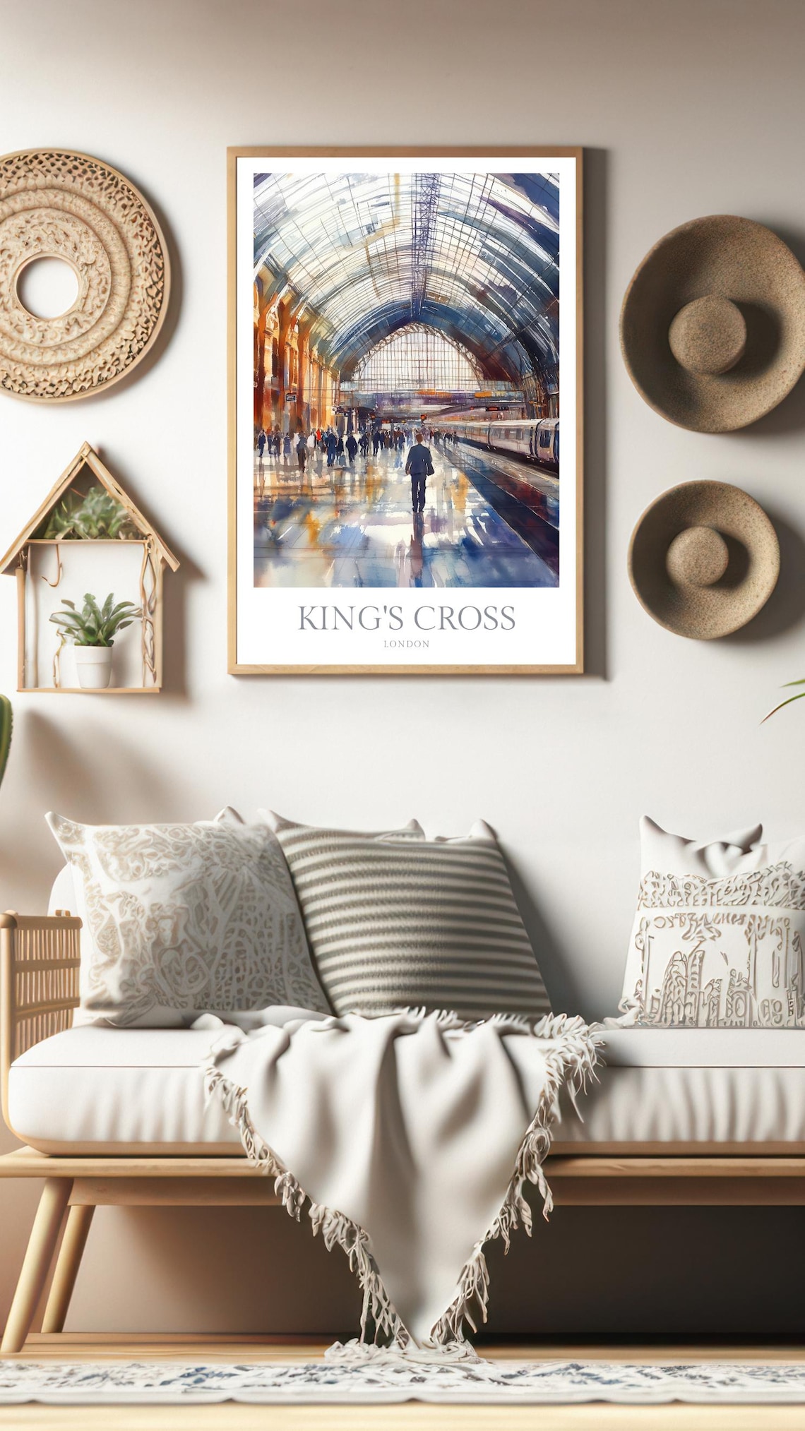 Kings Cross London Station Glass Roof Watercolor Travel Wall Art - Image 3