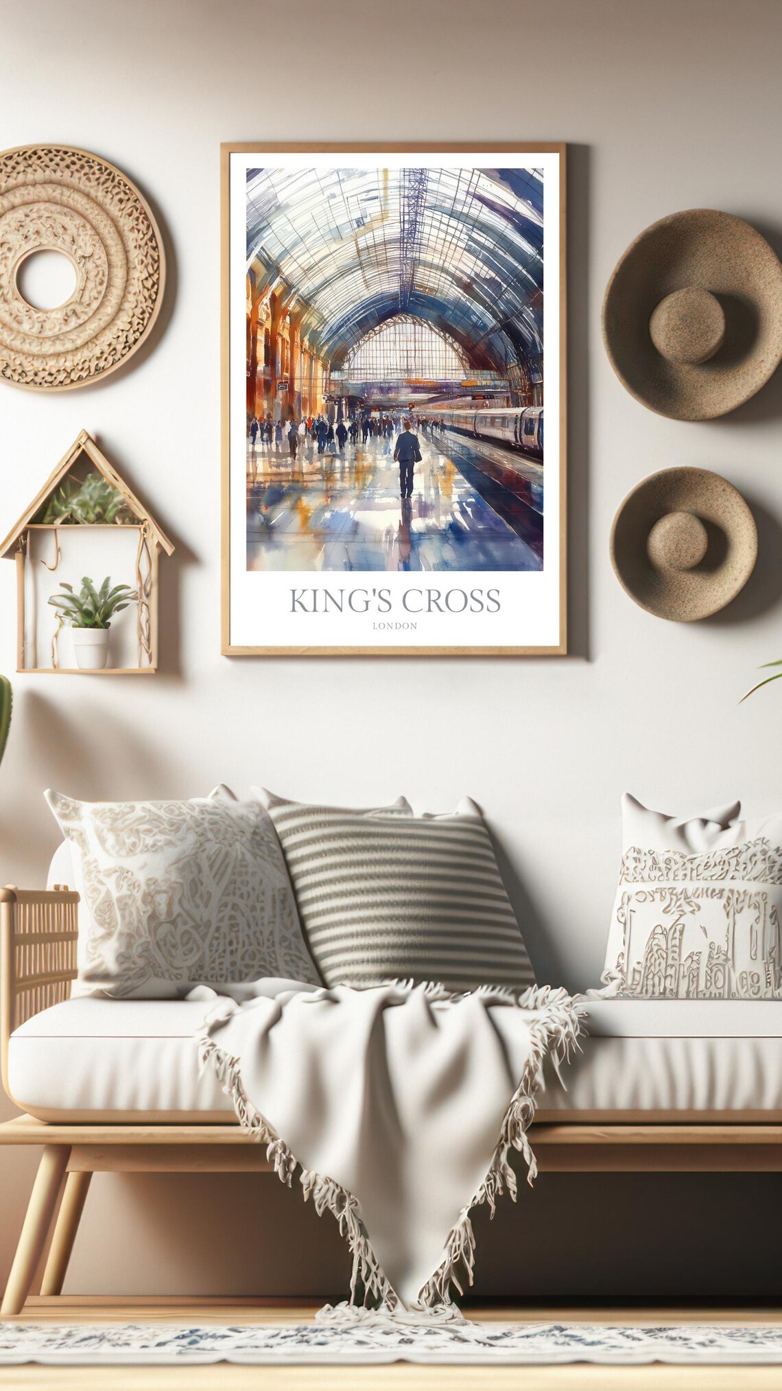 London Print England Watercolor Poster Wall Art Print London Poster Kings Cross Print Travel Art Print - Image 3