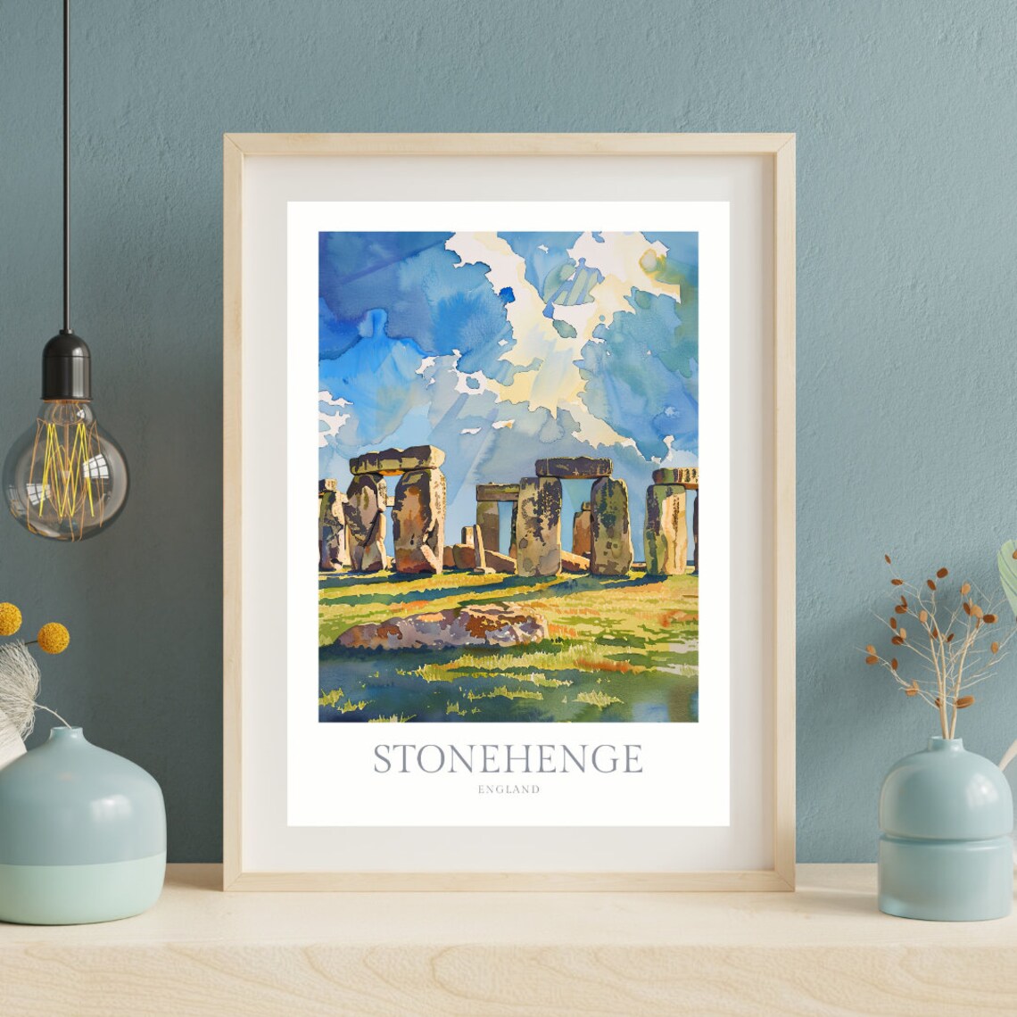 Stonehenge England Ancient Stones Watercolor Travel Poster Art - Image 2