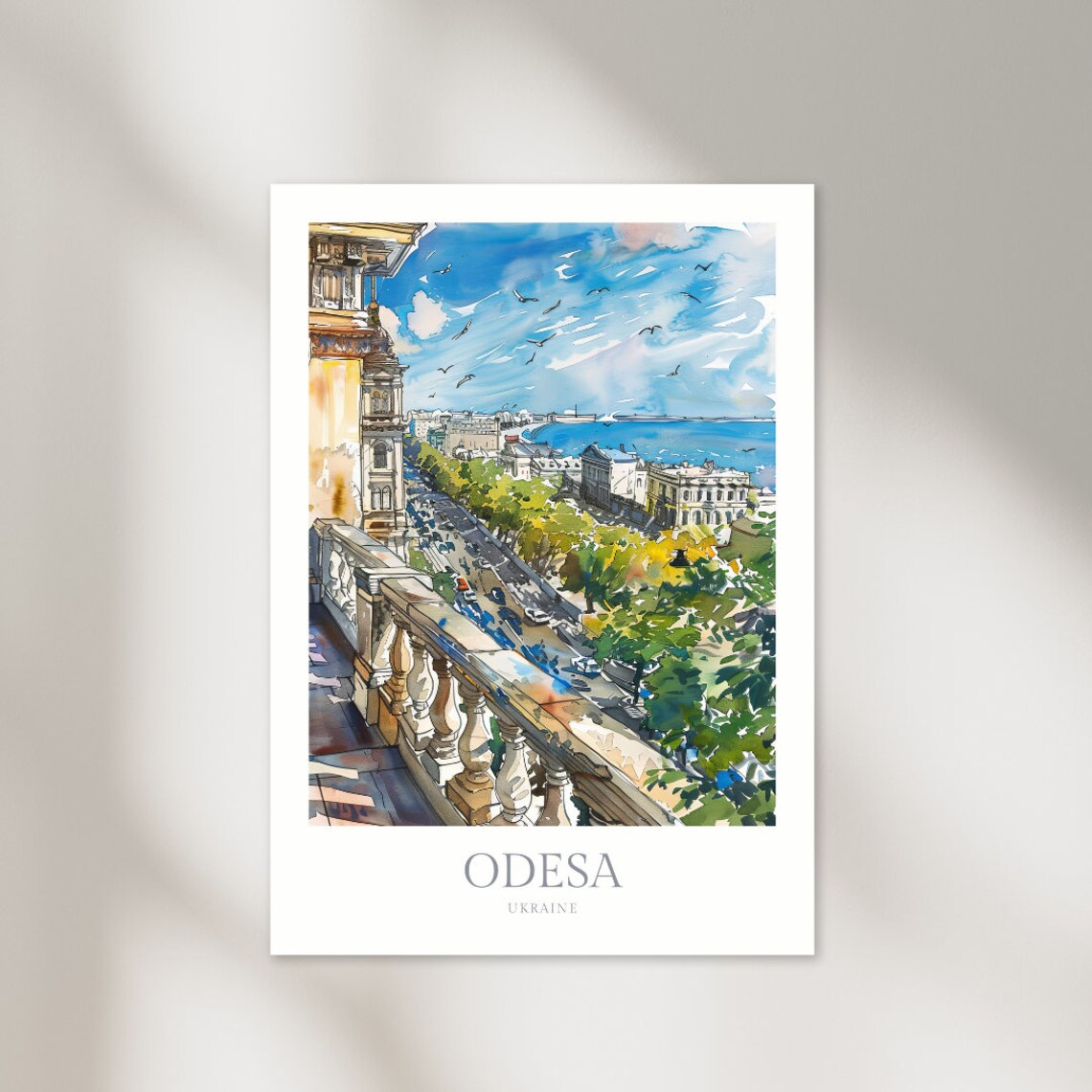 Odesa Ukraine Watercolor Travel Poster Art Print