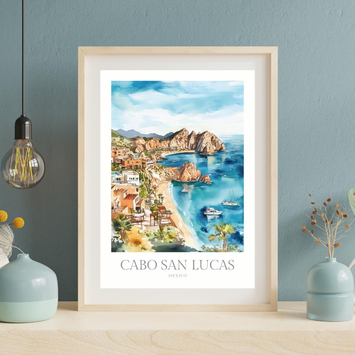 Cabo San Lucas Mexico Arch Beach Watercolor Coastal Travel Art Poster - Image 2