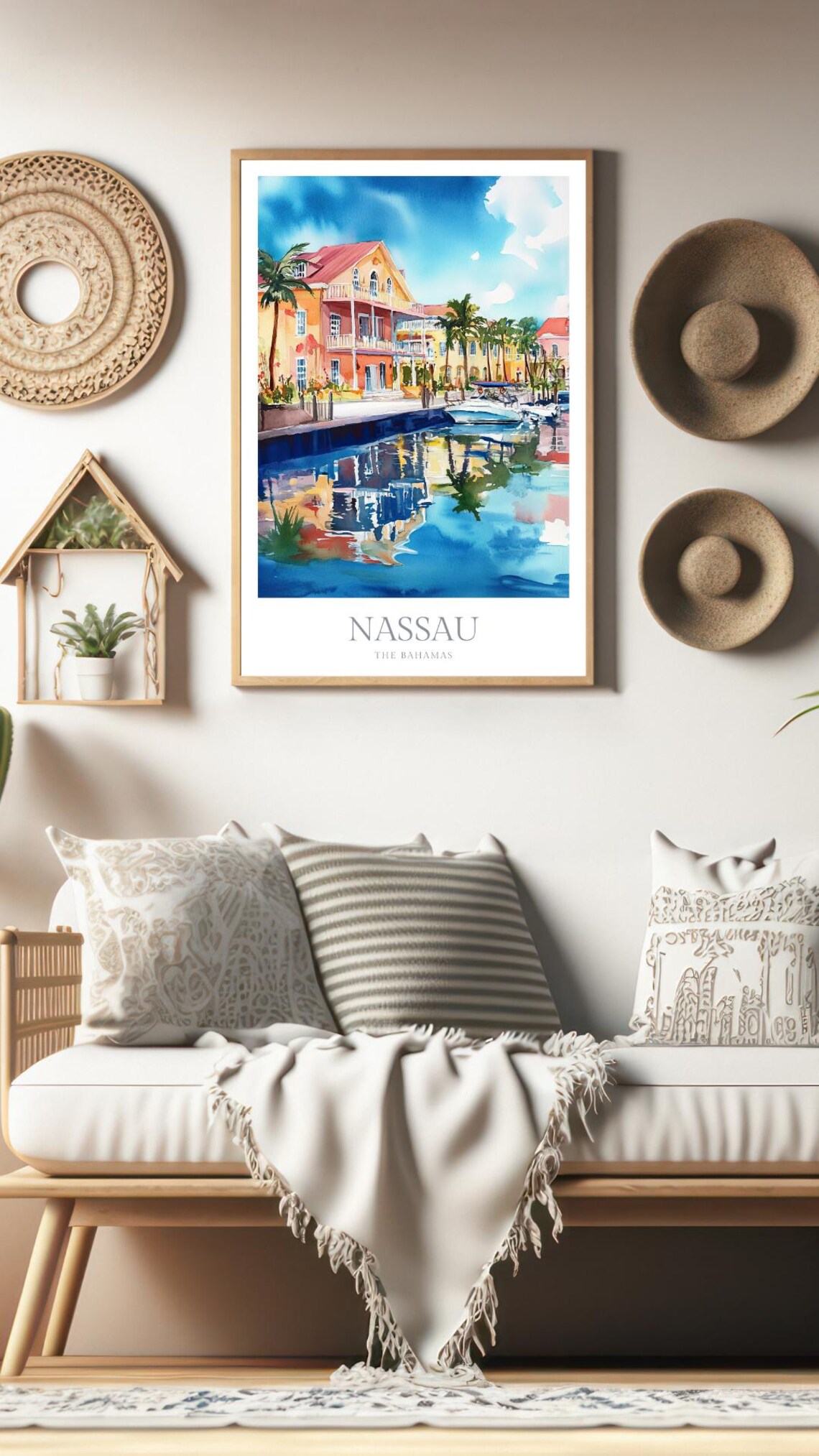 Nassau Bahamas Watercolor Travel Poster Art Print - Image 2