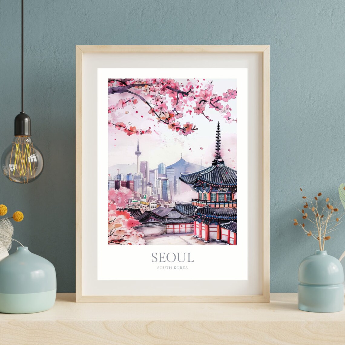 Seoul Watercolor Travel Poster, South Korea Art - Image 2