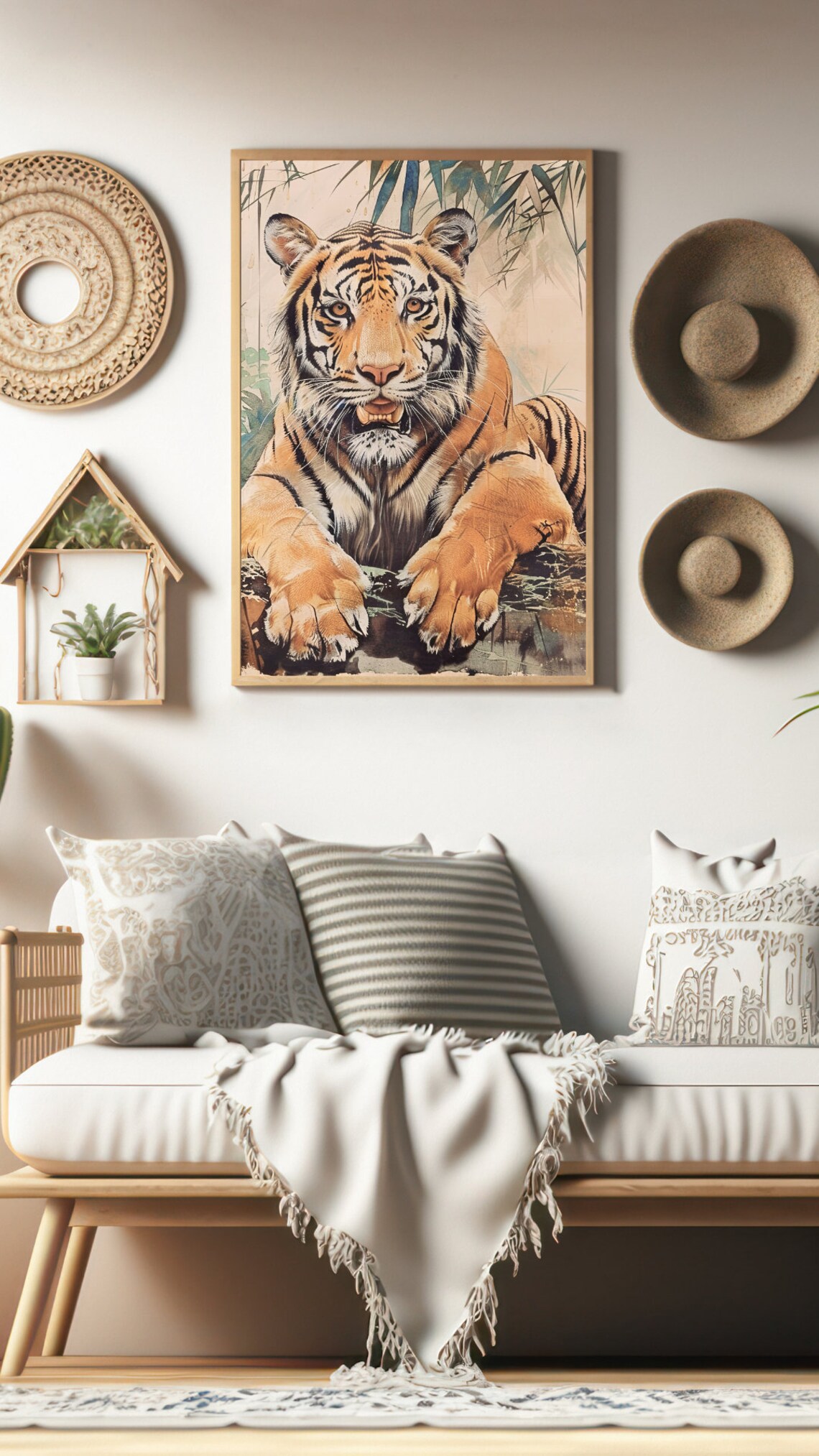 Majestic Tiger Resting Watercolor Portrait Wildlife Jungle Art Print - Image 2