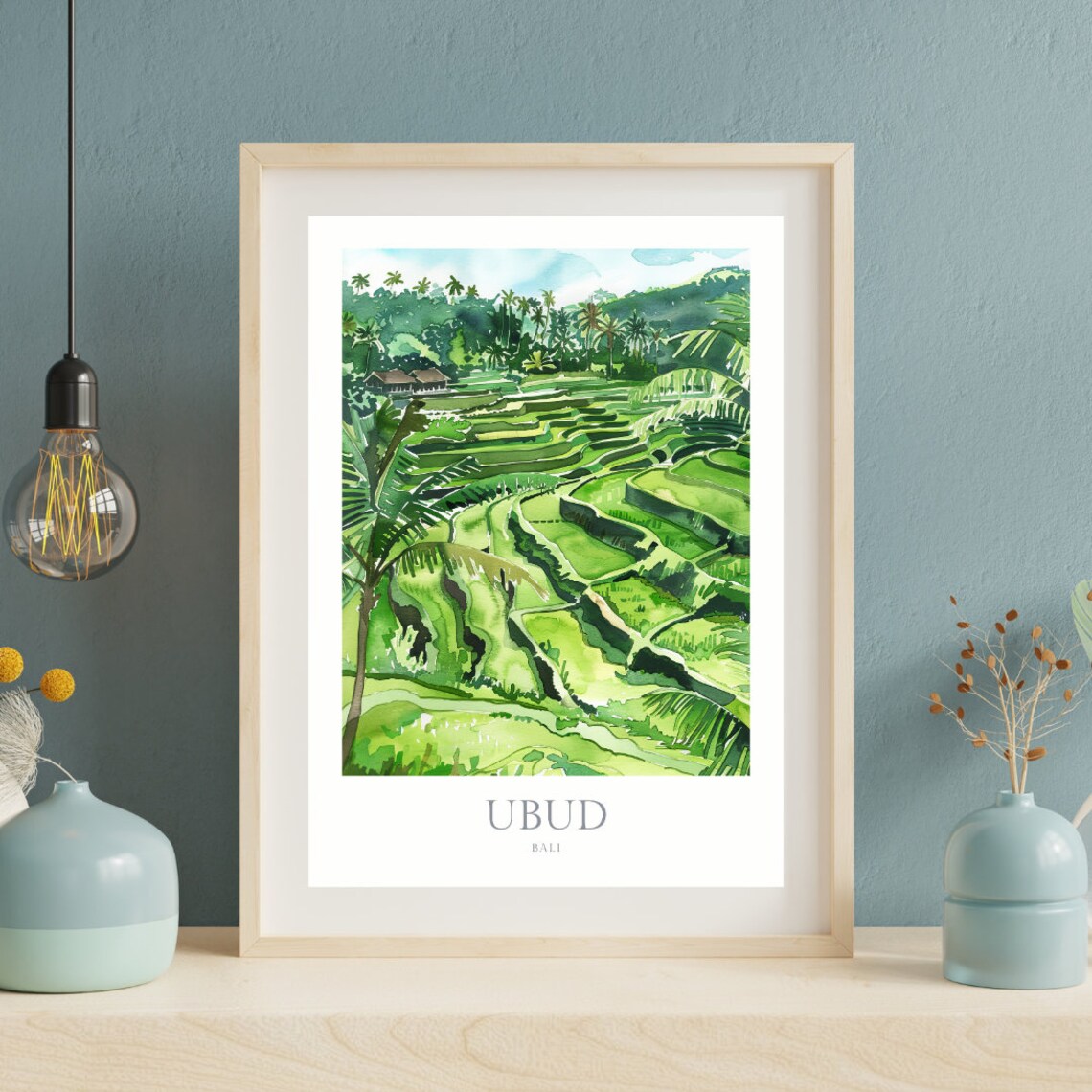Ubud Bali Watercolor Poster Print, Travel Poster - Image 2