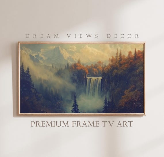 Frame Tv Art For Frame Tv Art Fall Landscape Vintage Painting Waterfall Classic Painting Art For Frame Tv