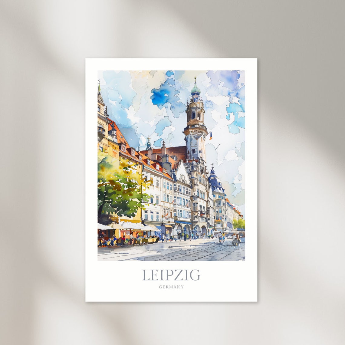 Leipzig Germany Old Town Watercolor European Street Scene Poster