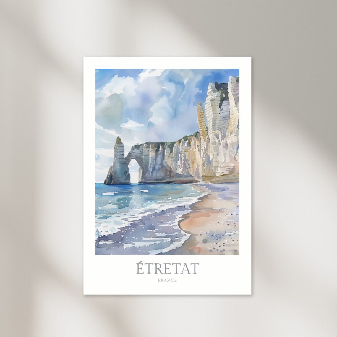Etretat France White Chalk Cliffs Natural Arch Normandy Travel Poster