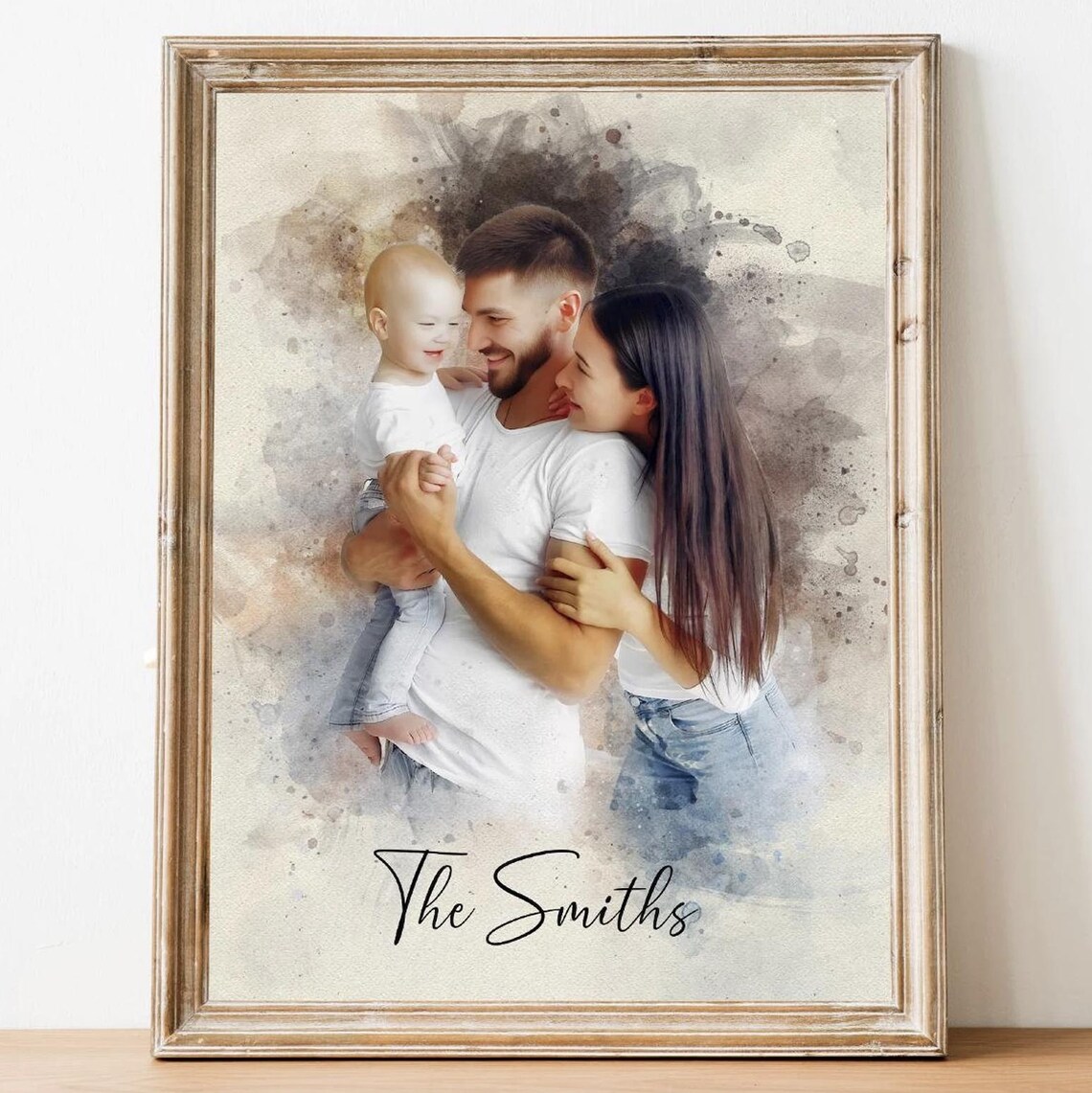 Watercolor Custom Newborn Baby Portrait Art Print - Image 3