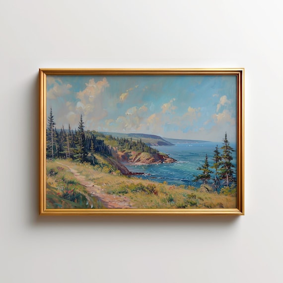 Fundy National Park Rocky Coastal Cliffs Pine Path Art Poster