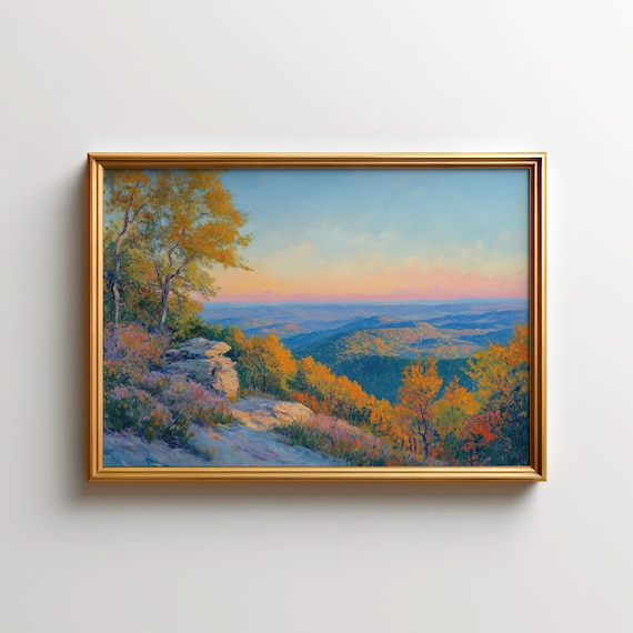Ozark Mountain Overlook Autumn Sunset Colors Rustic Cabin Decor Poster