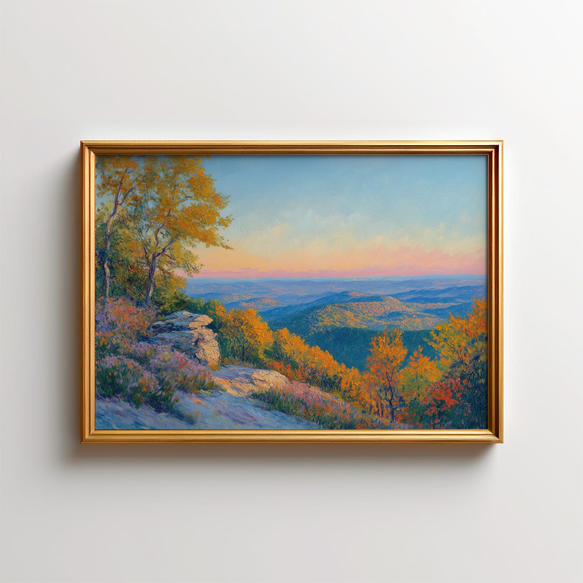 Ozark Mountain Overlook Autumn Sunset Colors Rustic Cabin Decor Poster