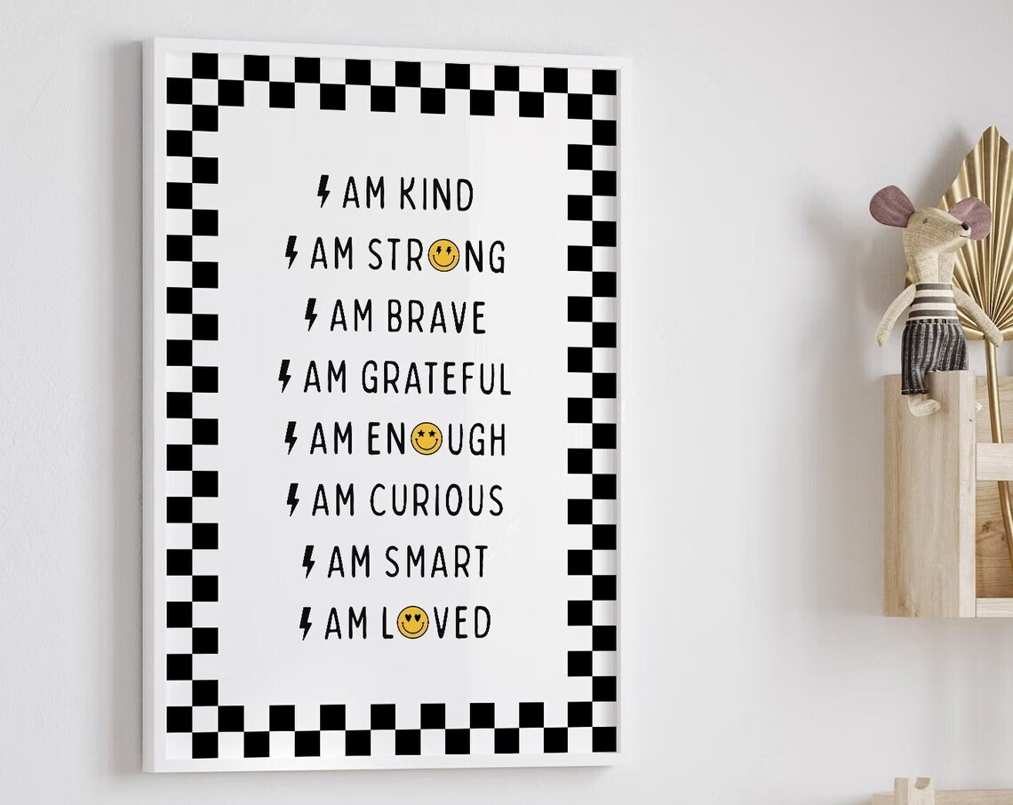 Black Gender Affirmations Nursery Decor Poster