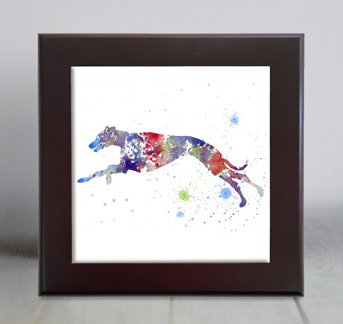 Leaping Rainbow Greyhound Watercolor Sighthound Dog Breed Art Poster - Image 2