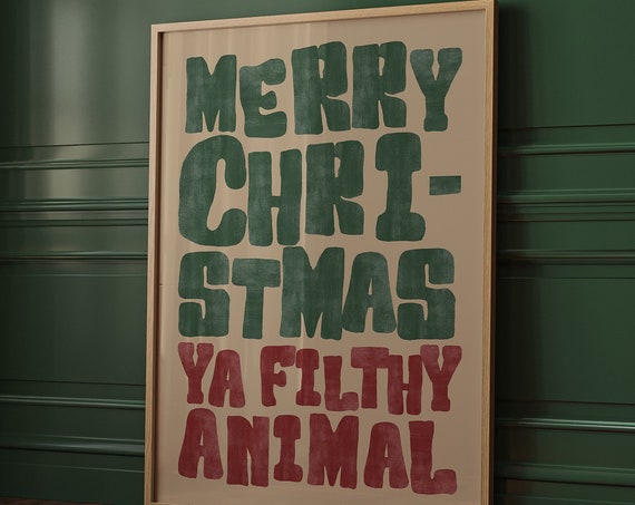 Vintage Merry Christmas Typography Art Print
