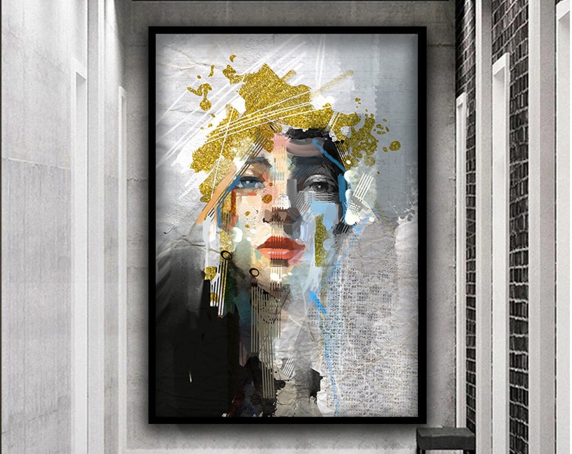 Abstract Woman Print Colorful Woman Portrait Art Colorful Abstract Woman Painting Feminine Woman Wall Decor