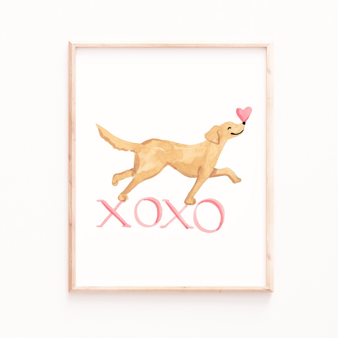 Xoxo Valentine Golden Labrador Watercolor Art Print