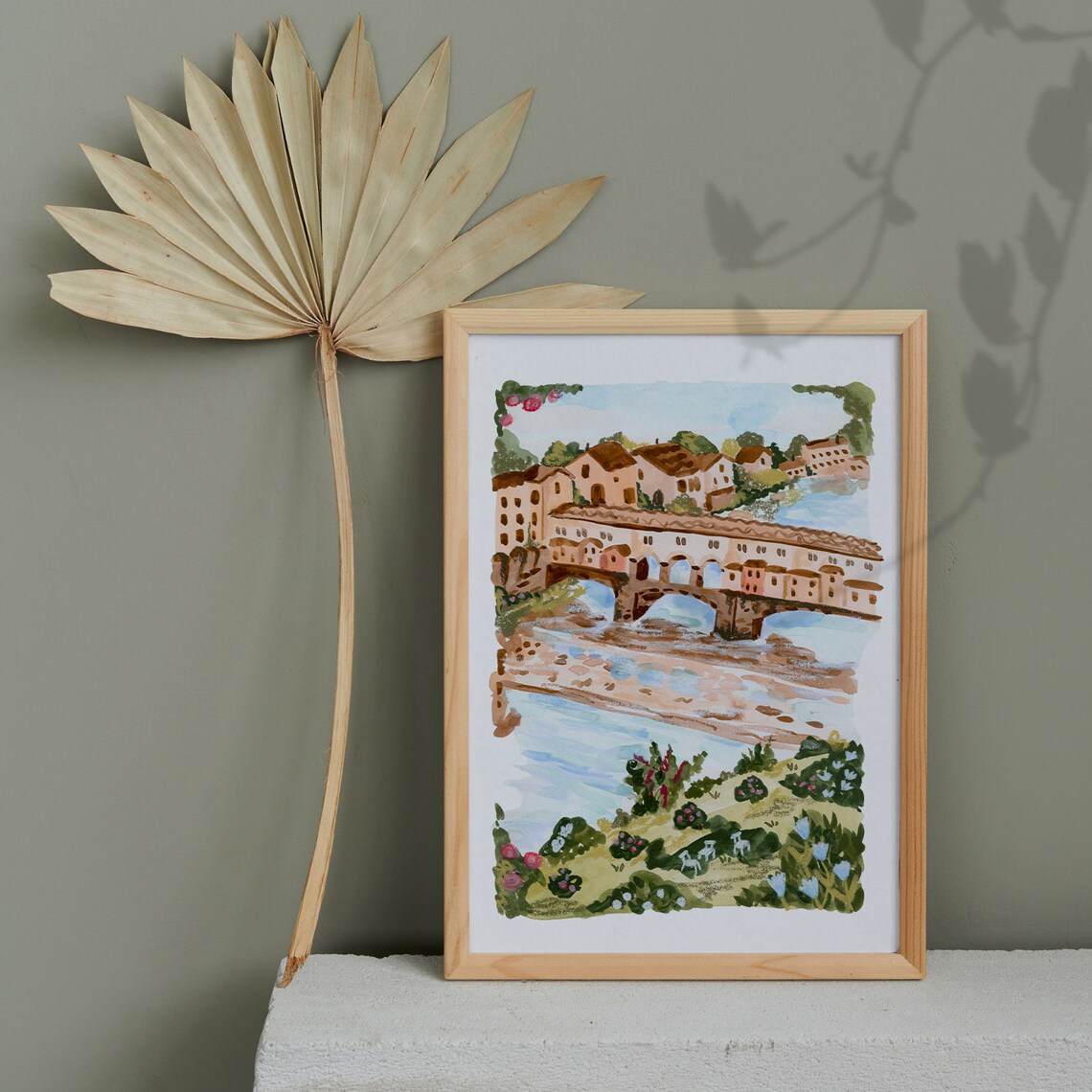Florence Italy Watercolor Travel Poster, Seaside - Image 2