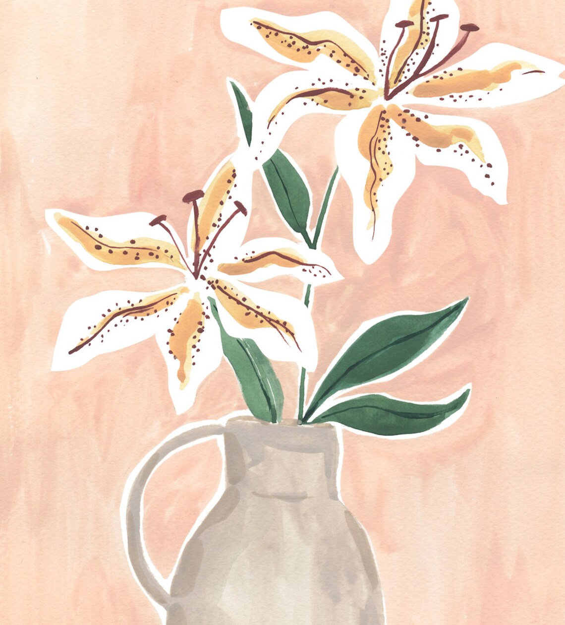 Lilies in a Vase, Simple Minimal Floral Art Print - Image 3