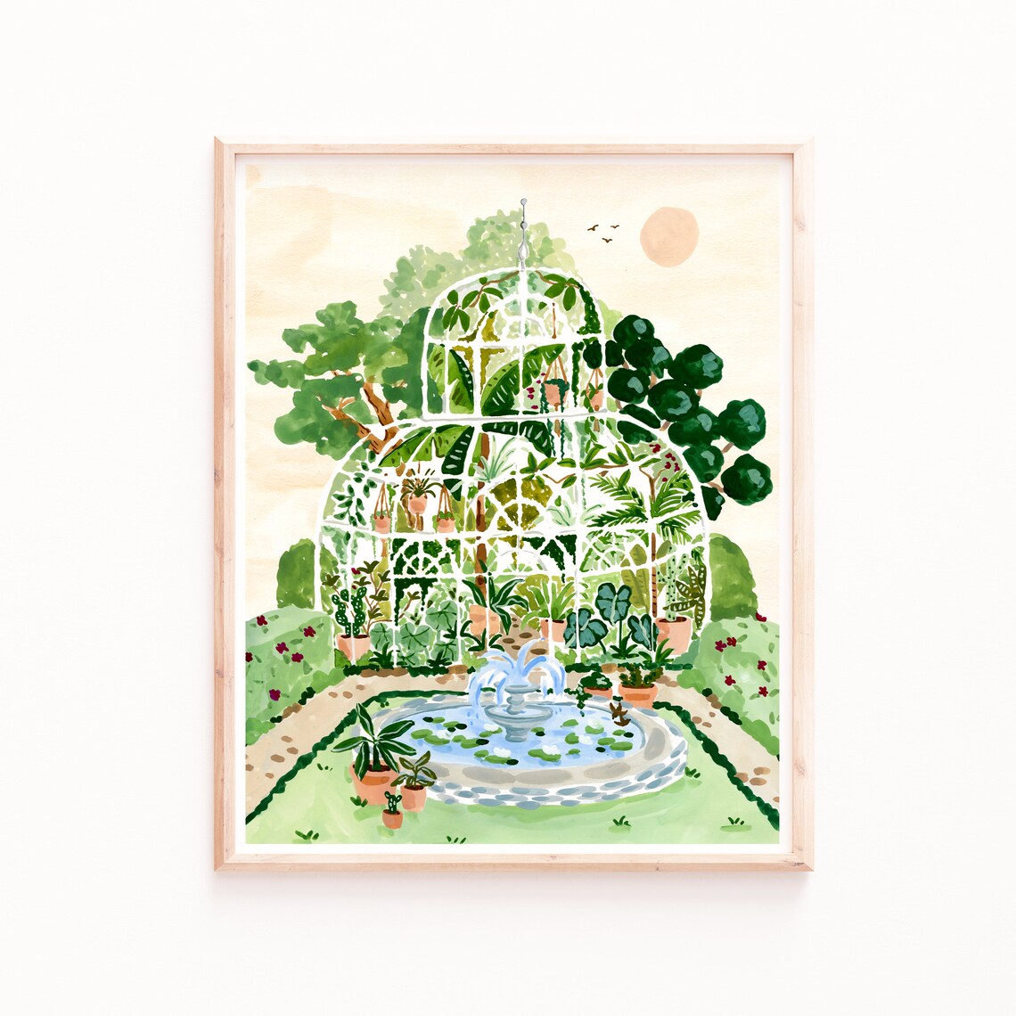 Greenhouse Garden Watercolor Botanical Art Print