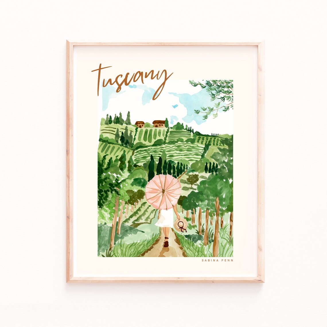 Tuscany Travel Poster, Modern Italy Wall Decor