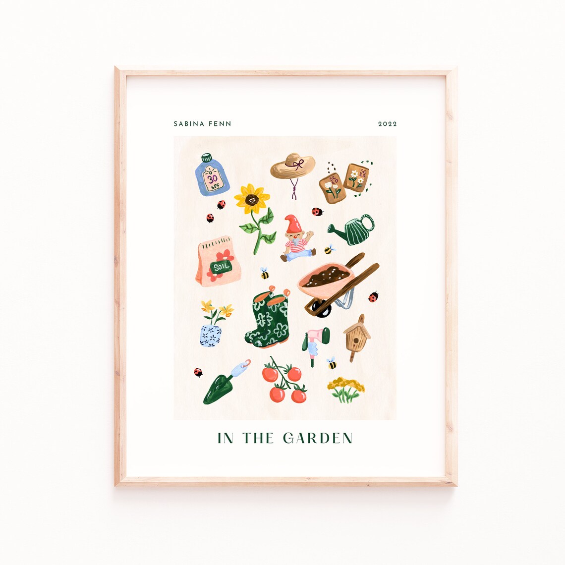 In The Garden Gnome Illustration Art Print