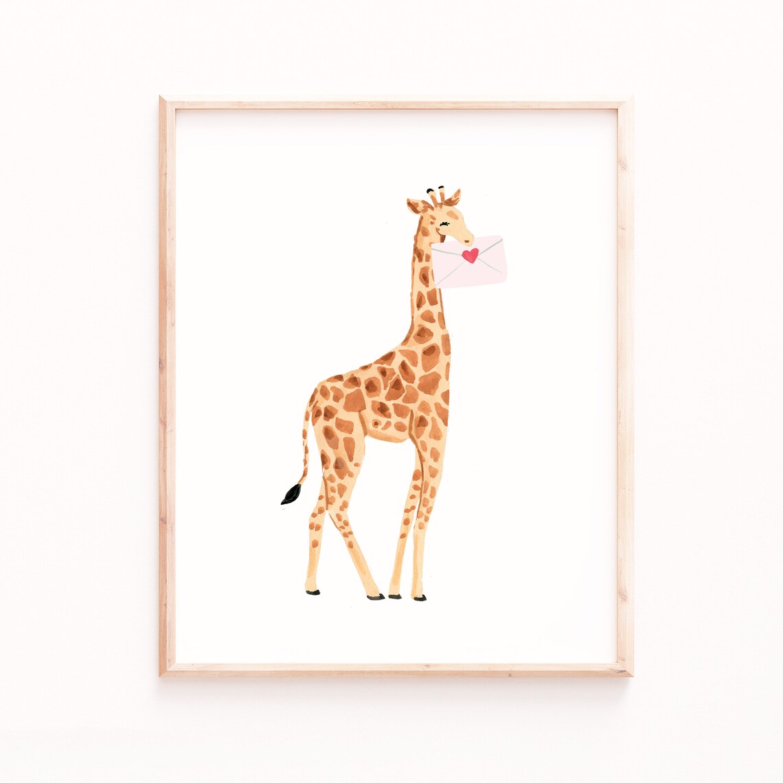 Giraffe Valentine Print, Cute Animal Wall Art