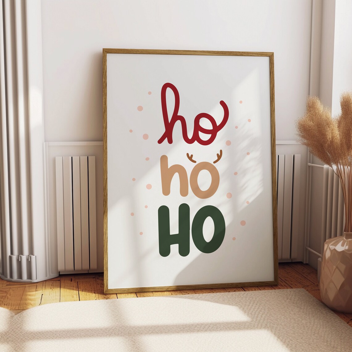 Ho Ho Ho Typography Christmas Poster Minimalist Reindeer Lettering - Image 2