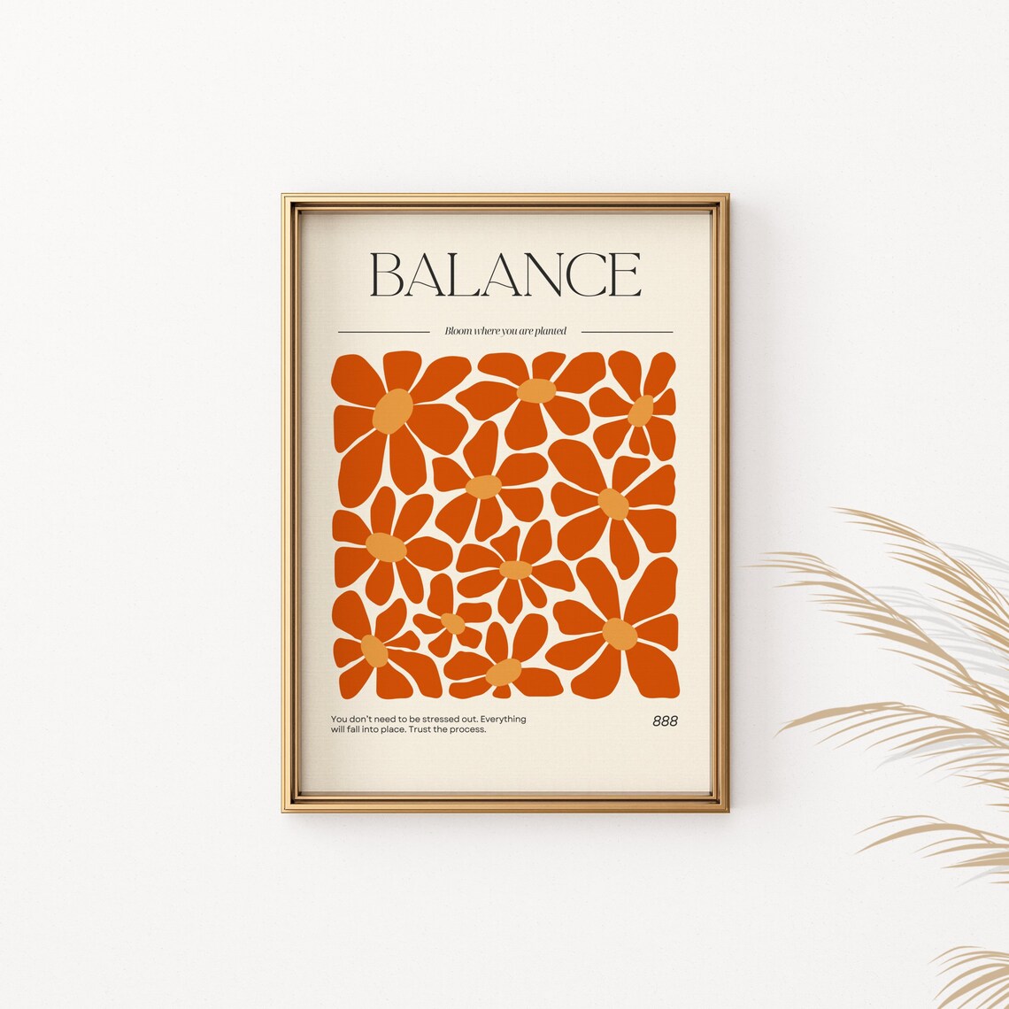 Balance Bloom Where You Are Planted Retro Orange Daisy Art Poster - Image 2