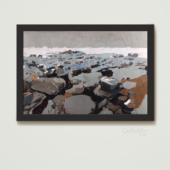 Coastal Abstract Art Print Tide Between Stones Landscape