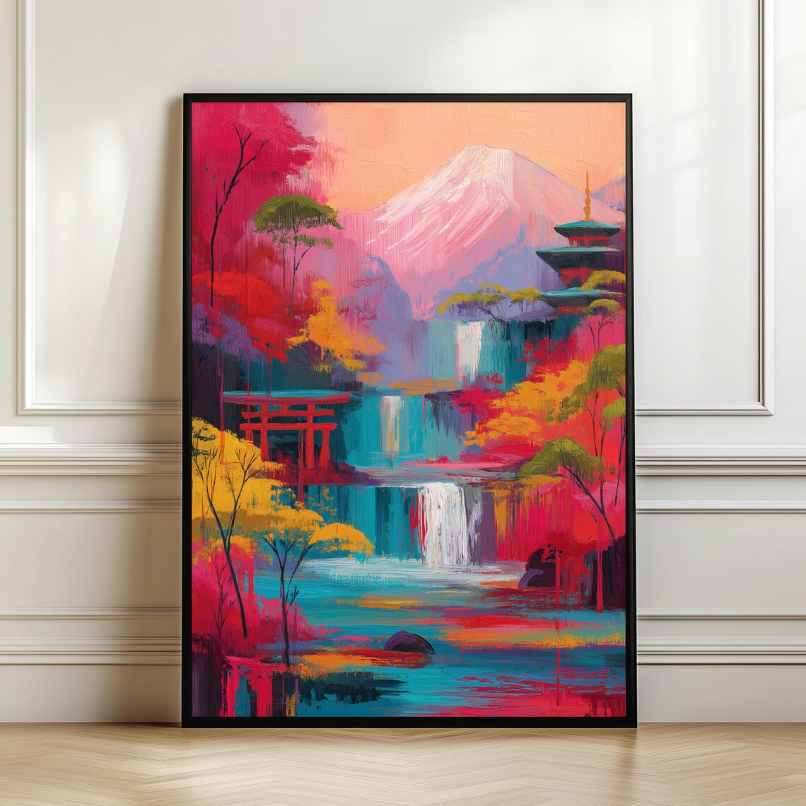 Abstract Japanese Landscape, Mount Fuji Poster Print