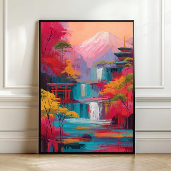 Abstract Japanese Landscape, Mount Fuji Poster Print