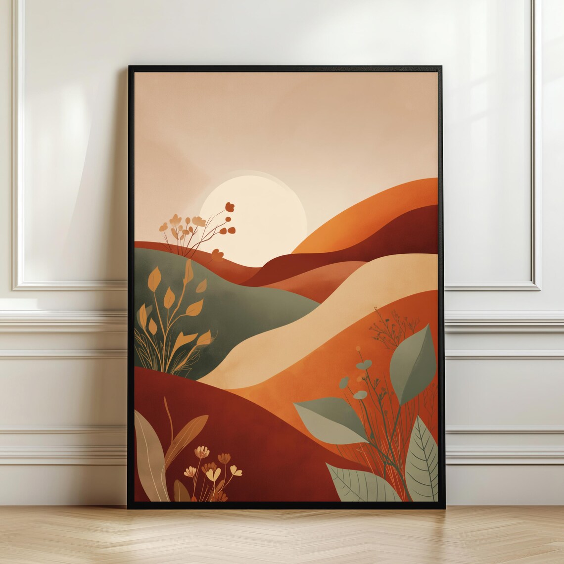 Warm Desert Hills Sunset Art Print, Boho Landscape