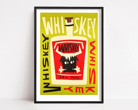Whiskey Poster, Mid-Century Bar Art Print