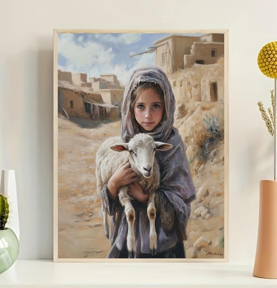 Innocent Shepherd Girl, Rustic Middle Eastern Portrait