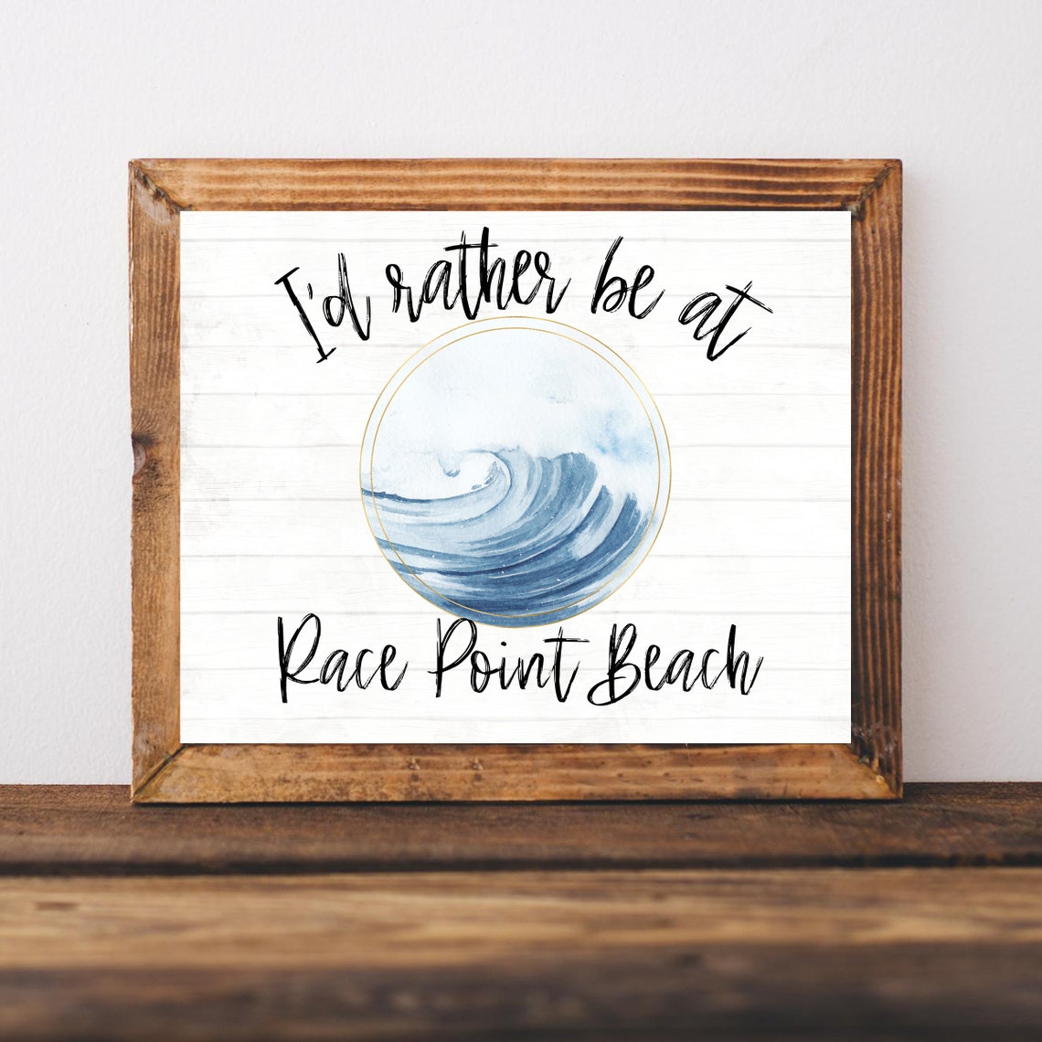 Coastal Race Point Beach Watercolor Blue Ocean Wave Art Print