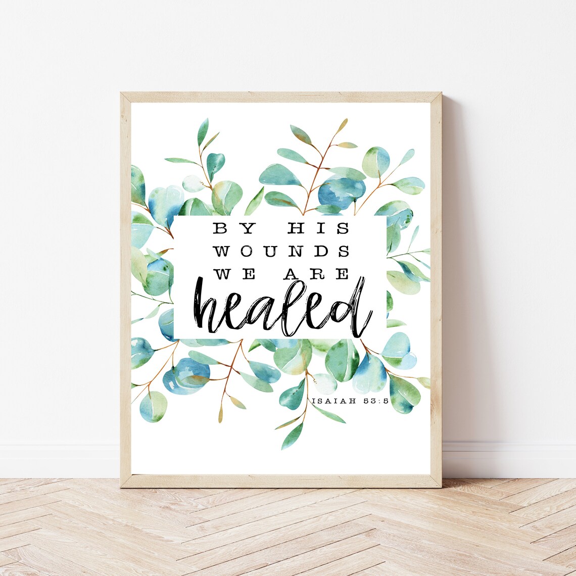Bible Verse Wall Decor Isaiah 535 By His Wounds Scripture Art Prints Christian Nursery Baptism Gift Confirmation Girl