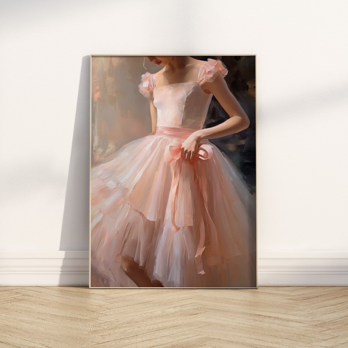 Pink Ballet Dancer Tulle Dress Ballerina Painting Wall Art Print - Image 6