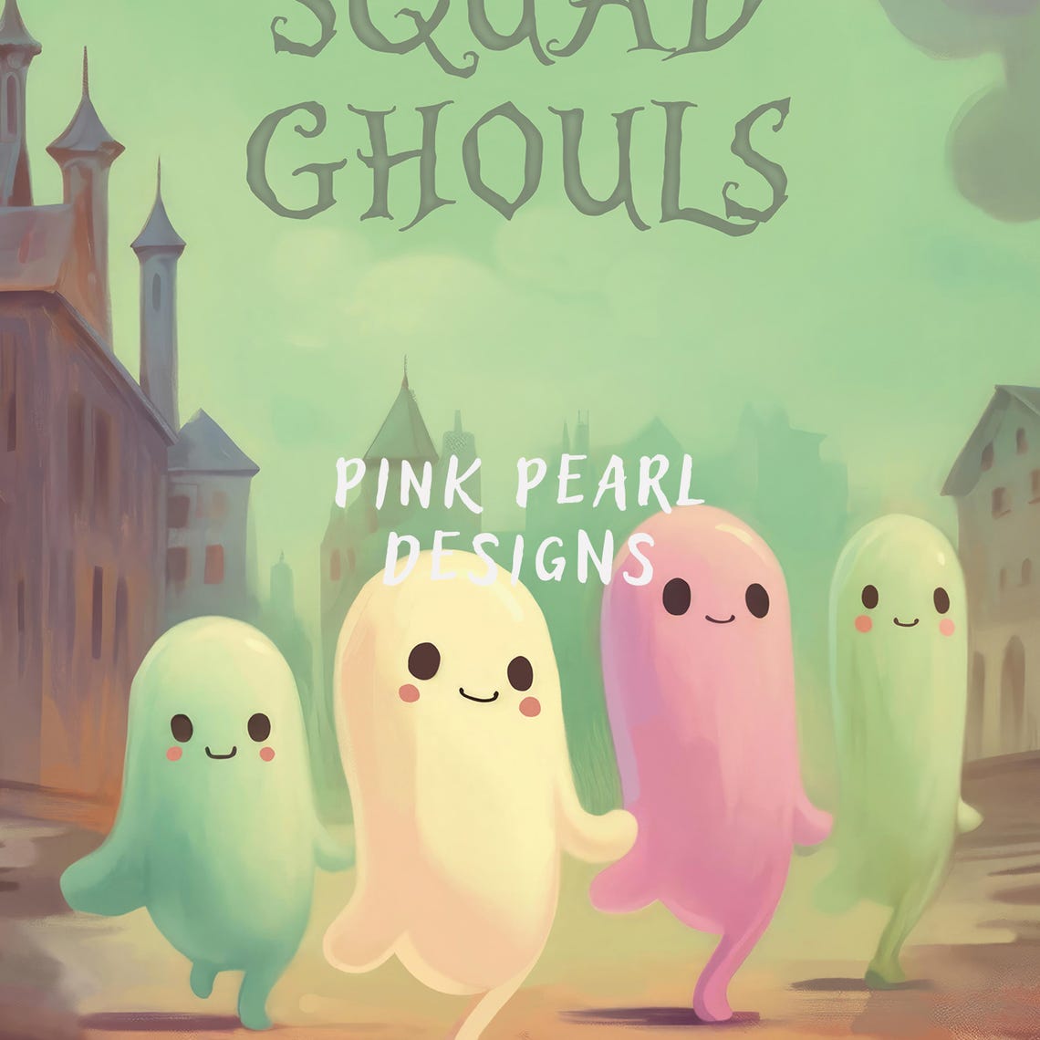 Cute Ghosts Squad Girly Wall Art Pastel Halloween Decor Preppy Halloween Poster Girls Prints Nursery Wall Art - Image 6