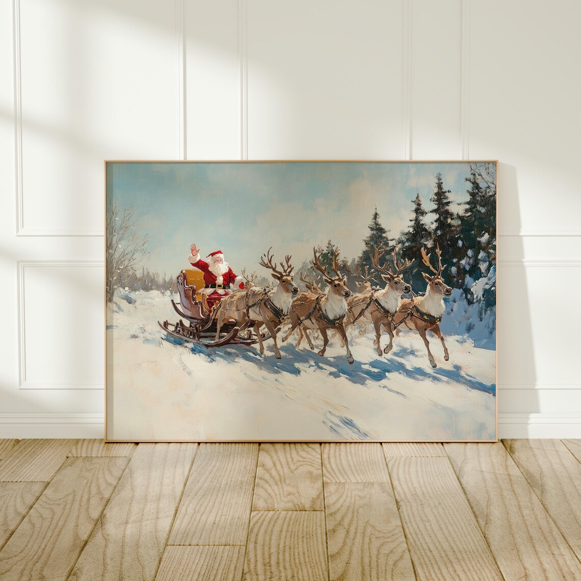 Santa Claus Christmas Art Print, Vintage Holiday Decor - Image 3
