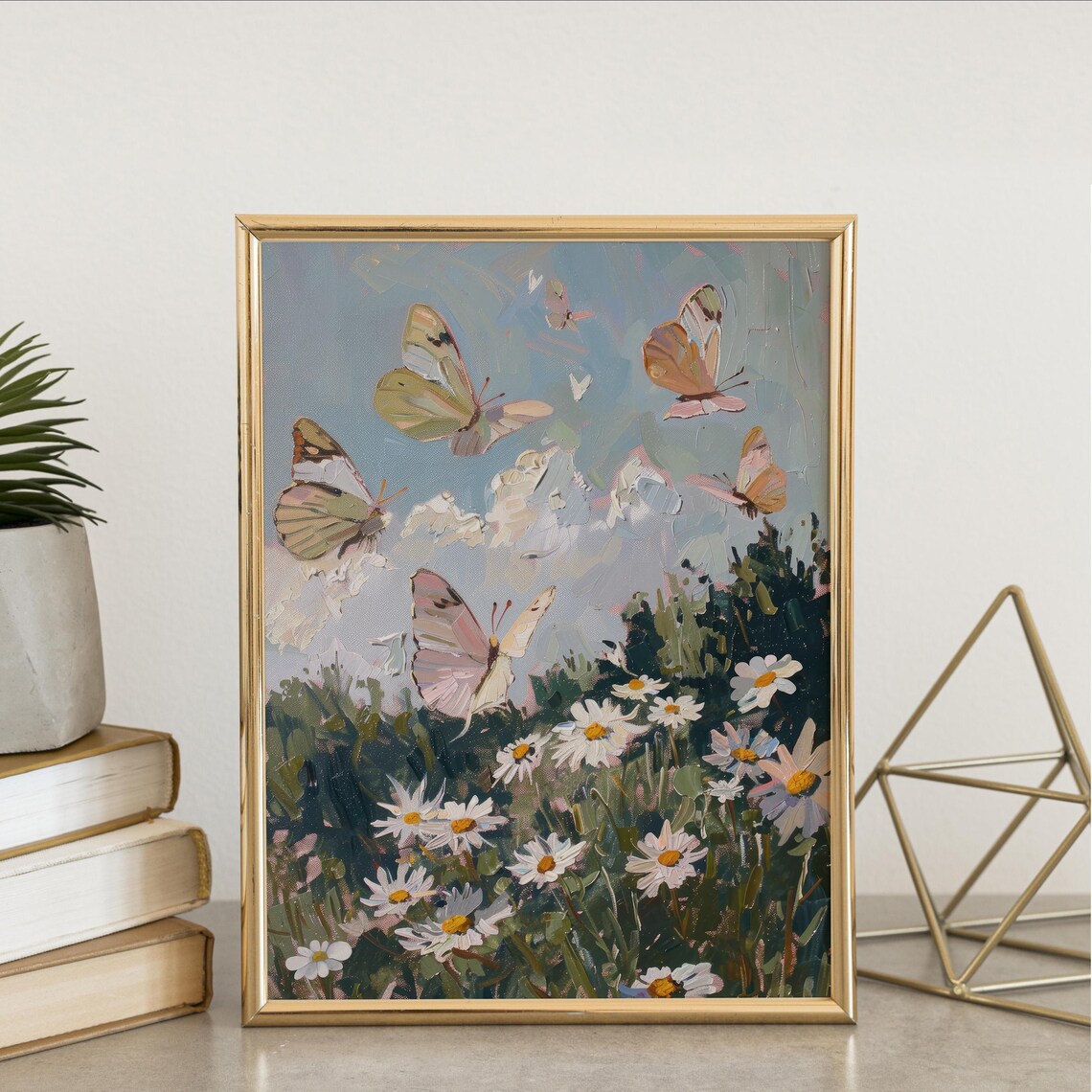 Butterfly and Daisy Spring Flower Poster, Farmhouse - Image 3