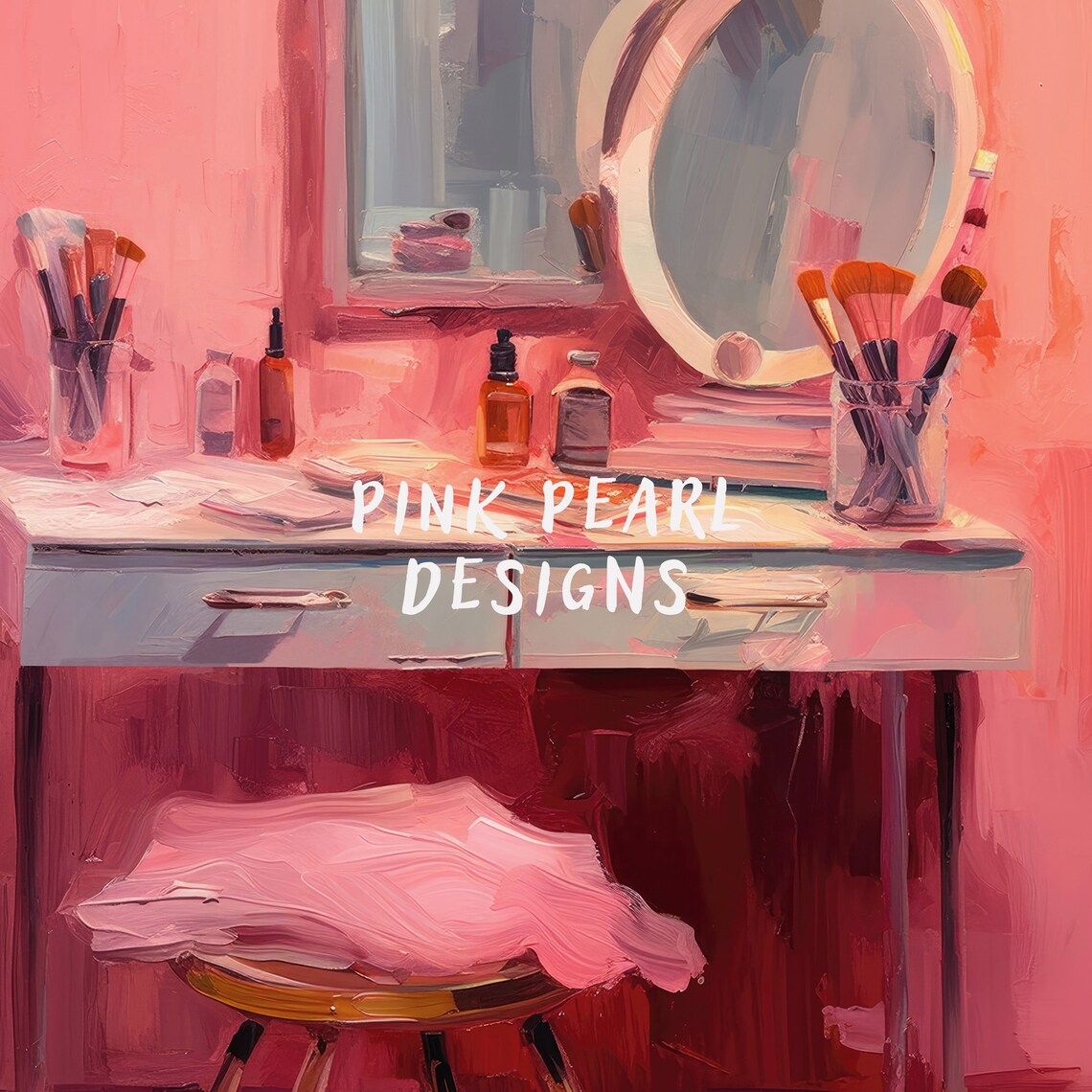 Pink Dressing Room Trendy Vanity Poster, Coquette Aesthetic - Image 3