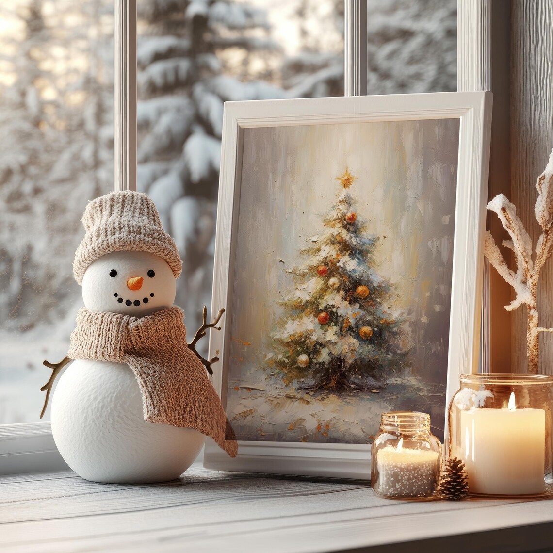 Moody Christmas Tree Vintage Winter Art Print - Image 5